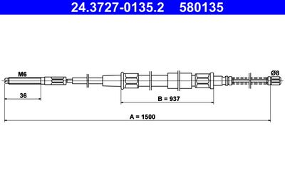 Cable Pull, parking brake ATE 24.3727-0135.2