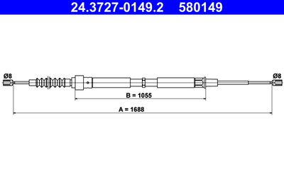 Cable Pull, parking brake ATE 24.3727-0149.2
