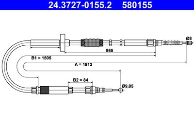 Cable Pull, parking brake ATE 24.3727-0155.2