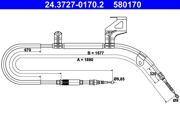 ATE 24.3727-0170.2 Cable Pull, parking brake
