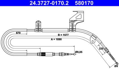 Cable Pull, parking brake ATE 24.3727-0170.2