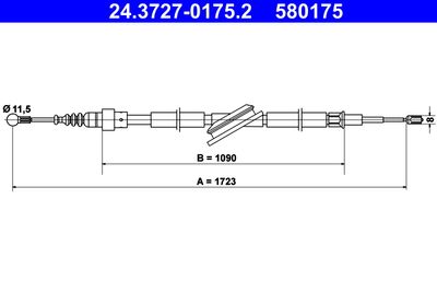 Cable Pull, parking brake ATE 24.3727-0175.2