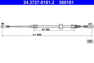 Cable Pull, parking brake ATE 24.3727-0181.2