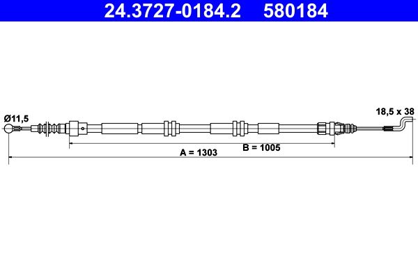 ATE 24.3727-0184.2 Cable Pull, parking brake