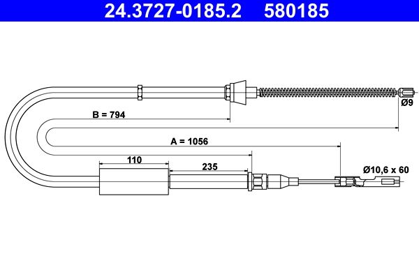 ATE 24.3727-0185.2 Cable Pull, parking brake