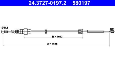 Cable Pull, parking brake ATE 24.3727-0197.2