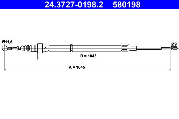 ATE 24.3727-0198.2 Cable Pull, parking brake