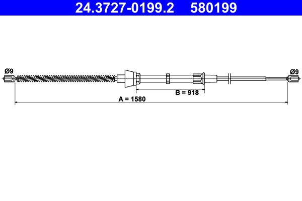 ATE 24.3727-0199.2 Cable Pull, parking brake