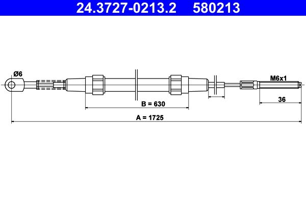 ATE 24.3727-0213.2 Cable Pull, parking brake