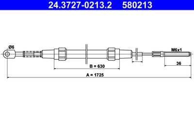 Cable Pull, parking brake ATE 24.3727-0213.2