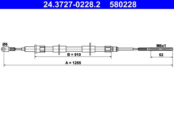 ATE 24.3727-0228.2 Cable Pull, parking brake