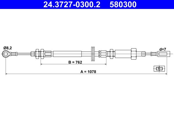 ATE 24.3727-0300.2 Cable Pull, parking brake