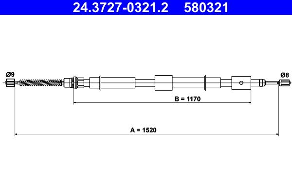ATE 24.3727-0321.2 Cable Pull, parking brake