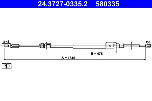 ATE 24.3727-0335.2 Cable Pull, parking brake
