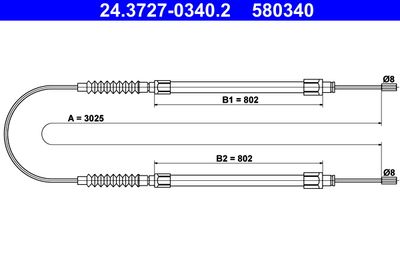 Cable Pull, parking brake ATE 24.3727-0340.2