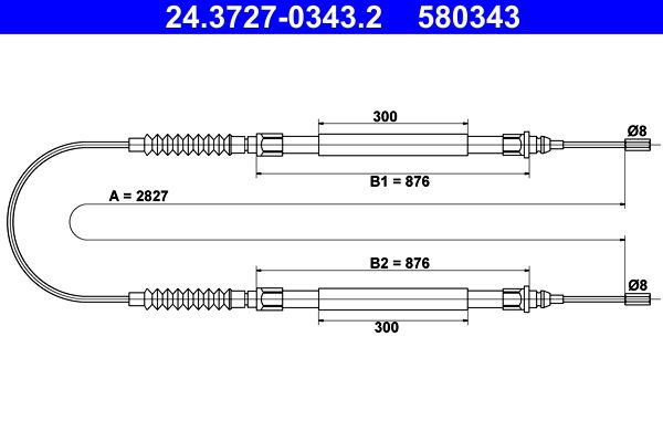 ATE 24.3727-0343.2 Cable Pull, parking brake