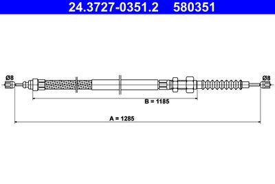 Cable Pull, parking brake ATE 24.3727-0351.2