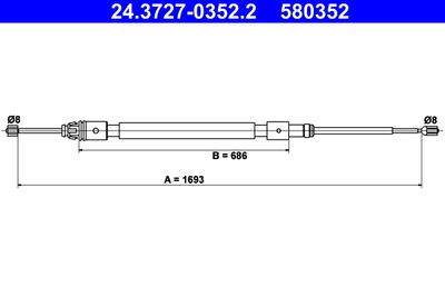 Cable Pull, parking brake ATE 24.3727-0352.2