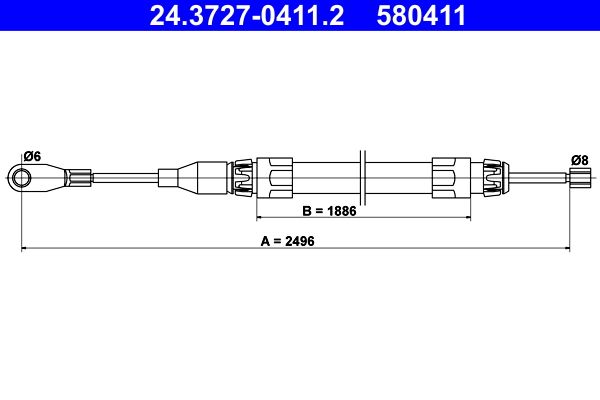 ATE 24.3727-0411.2 Cable Pull, parking brake