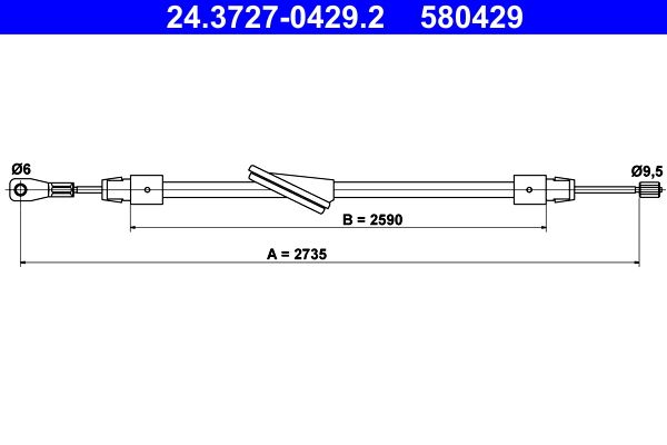 ATE 24.3727-0429.2 Cable Pull, parking brake