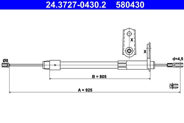ATE 24.3727-0430.2 Cable Pull, parking brake