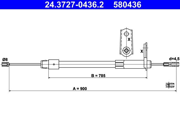 ATE 24.3727-0436.2 Cable Pull, parking brake