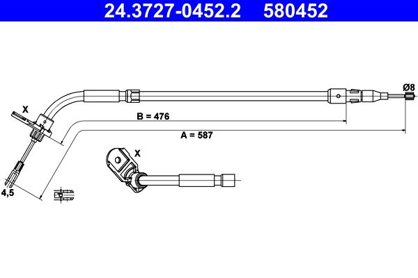 ATE 24.3727-0452.2 Cable Pull, parking brake