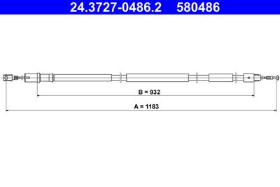Cable Pull, parking brake ATE 24.3727-0486.2