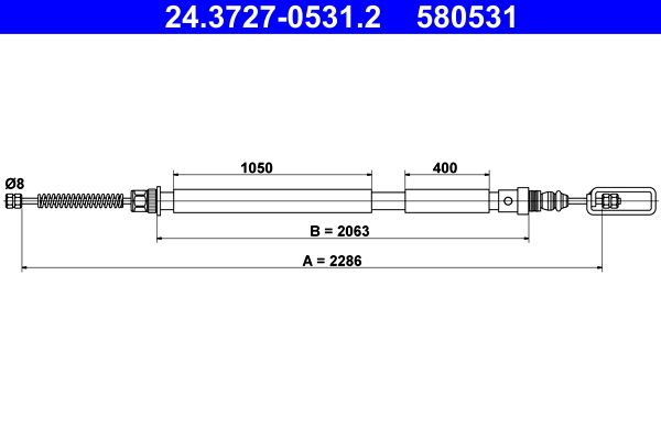 ATE 24.3727-0531.2 Cable Pull, parking brake