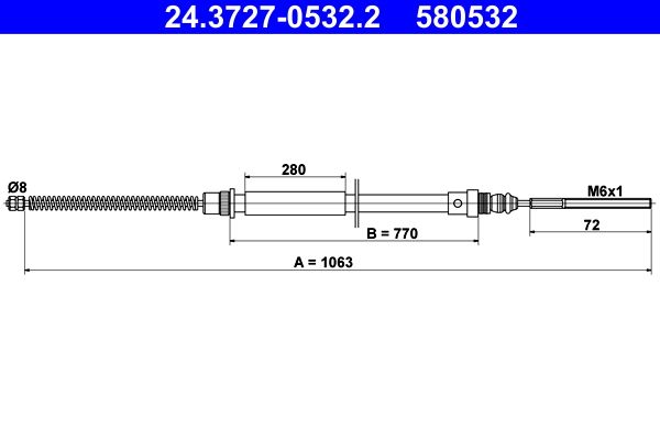 ATE 24.3727-0532.2 Cable Pull, parking brake