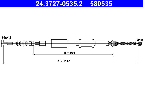 ATE 24.3727-0535.2 Cable Pull, parking brake