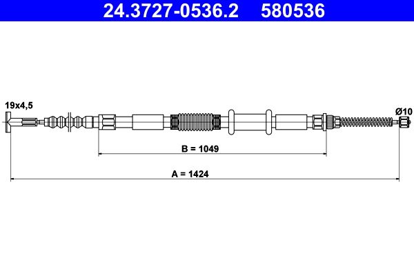 ATE 24.3727-0536.2 Cable Pull, parking brake