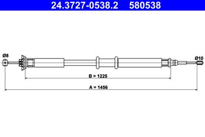 Cable Pull, parking brake ATE 24.3727-0538.2