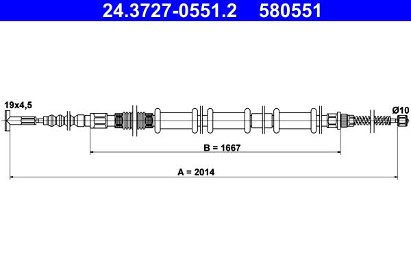 ATE 24.3727-0551.2 Cable Pull, parking brake