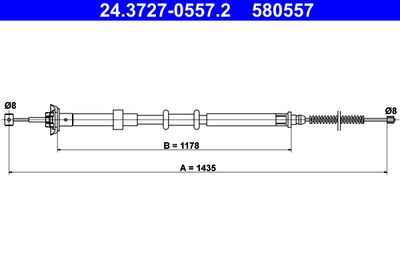 Cable Pull, parking brake ATE 24.3727-0557.2