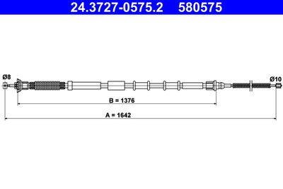 Cable Pull, parking brake ATE 24.3727-0575.2