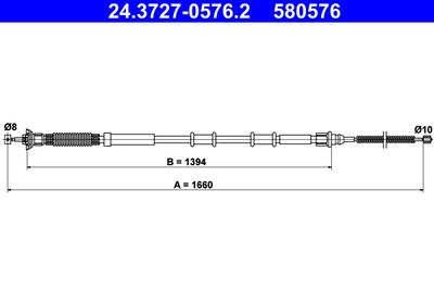 Cable Pull, parking brake ATE 24.3727-0576.2