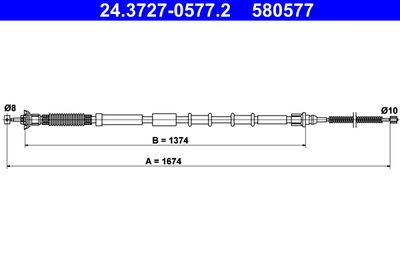 Cable Pull, parking brake ATE 24.3727-0577.2