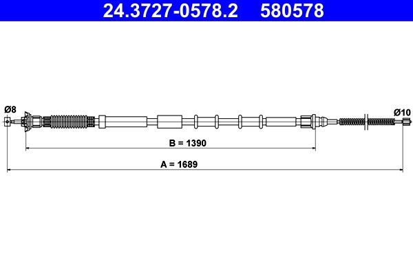 ATE 24.3727-0578.2 Cable Pull, parking brake