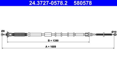 Cable Pull, parking brake ATE 24.3727-0578.2