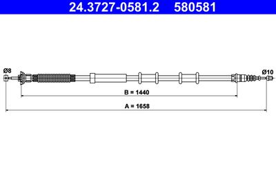 Cable Pull, parking brake ATE 24.3727-0581.2