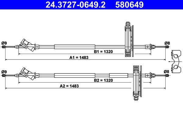 ATE 24.3727-0649.2 Cable Pull, parking brake