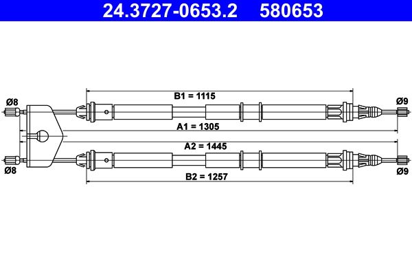 ATE 24.3727-0653.2 Cable Pull, parking brake