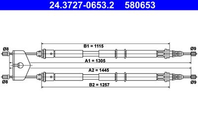 Cable Pull, parking brake ATE 24.3727-0653.2