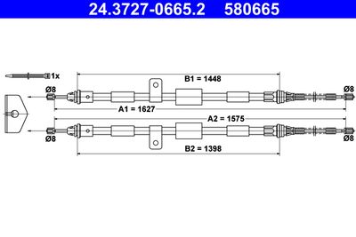 Cable Pull, parking brake ATE 24.3727-0665.2