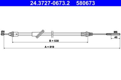 Cable Pull, parking brake ATE 24.3727-0673.2