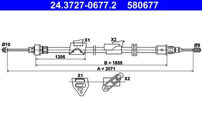 Cable Pull, parking brake ATE 24.3727-0677.2