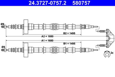 Cable Pull, parking brake ATE 24.3727-0757.2