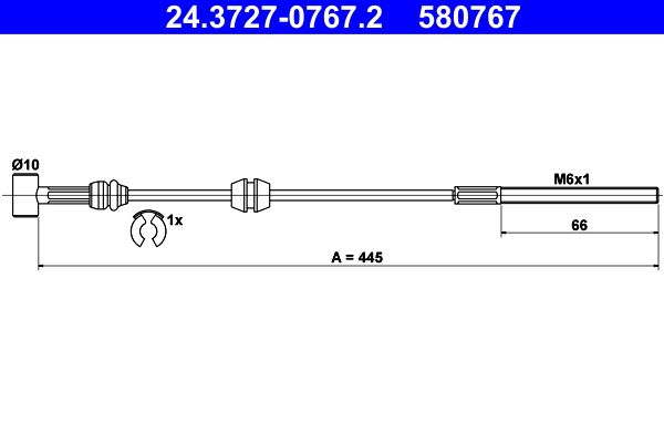 ATE 24.3727-0767.2 Cable Pull, parking brake