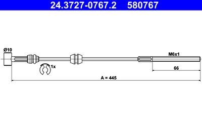 Cable Pull, parking brake ATE 24.3727-0767.2